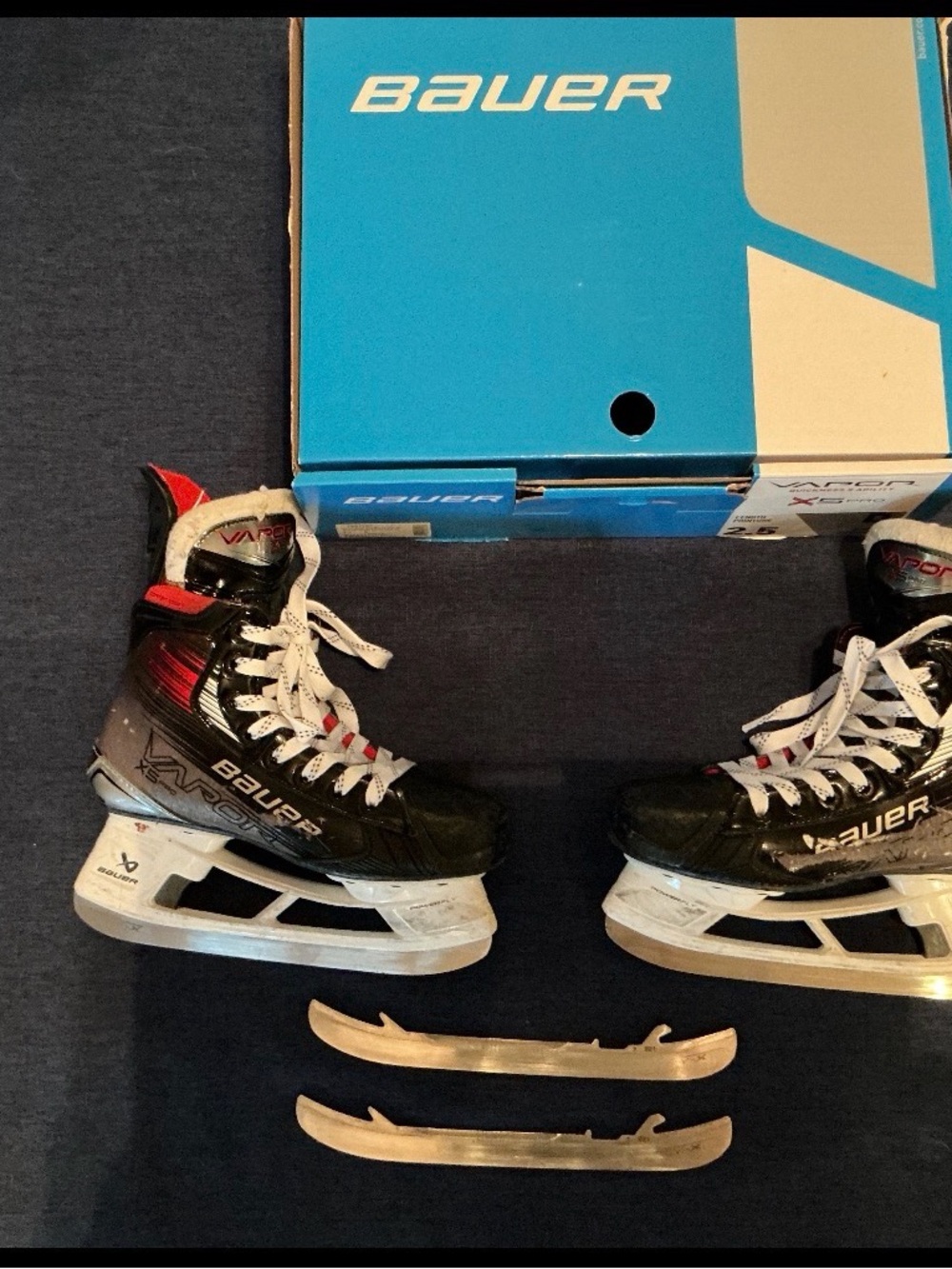 Bauer Black Red Youth Hockey Skates with White Laces